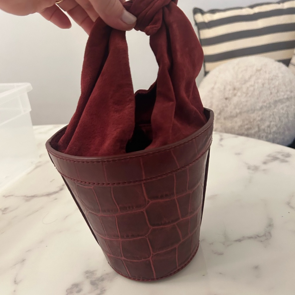STAUD Rich Red Mini Bucket Bag